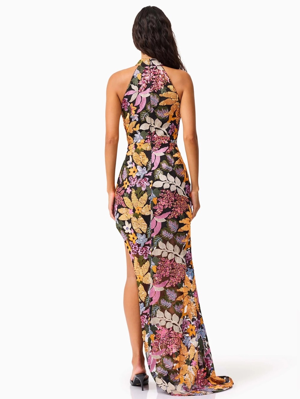 Elliatt Kiran Gown Orange Floral Sequin Embroidered Maxi Dress NEW - Picture 12 of 13